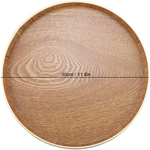 Duokon Plateau de Service en Bois, Plateau Rond pour collations café thé Dessert Fruits collations, Plateau de Rangement décoratif (30 cm) - Nail Gallerys