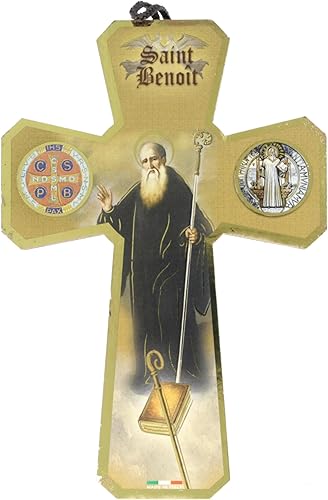 Palais du Rosaire Croix de Saint Benoit en bois de 13cm - Croix religieuse - Culte Chrétien en Bois - Nail Gallerys