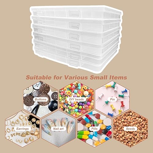 Xpieoyrm Lot de 2 Boîte de rangement compartimentée en plastique, avec 8 compartiments réglables, Organisateur pour perles, bijoux et petits accessoires, Solution pratique pour rangement d'accessoires - Nail Gallerys