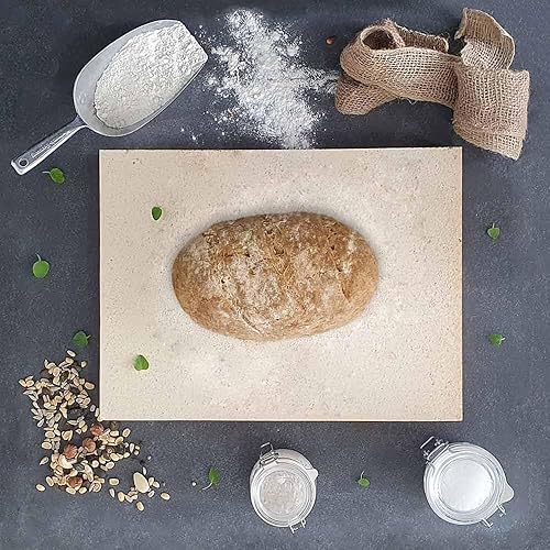 Feuerfest 123 - Pierre à pain en chamotte carrée 40 x 30 x 2 cm - Pour four et barbecue (au gaz) - Véritable brique en chamotte, brique pour pain croustillant et aéré, chamotte alimentaire - Nail Gallerys