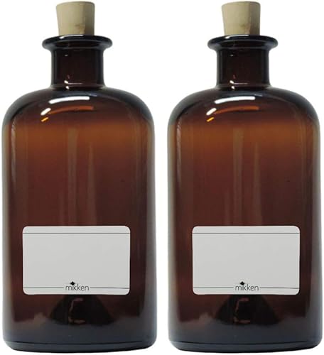 mikken | 2 Bouteilles en Verre 500 ML avec Bouchon et étiquettes - Nail Gallerys