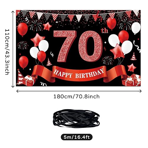 Koliphy Bannière de 70e anniversaire pour homme et femme, bannière de fond décorative pour intérieur et extérieur (noir doré) - Nail Gallerys