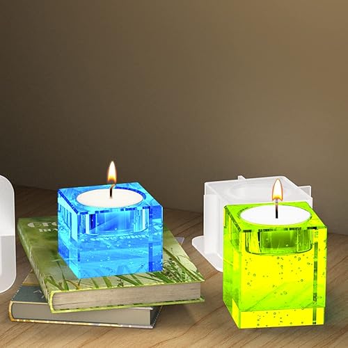 FineInno 3 Pcs Moule Résine Bougeoir MoulIe Rectangle Carré Colonne, Moules Silicone Porte Bougie, Moules Résine Epoxy Chandelier pour Bougie Chauffe Plat (3 Pcs Moule Bougeoir) - Nail Gallerys