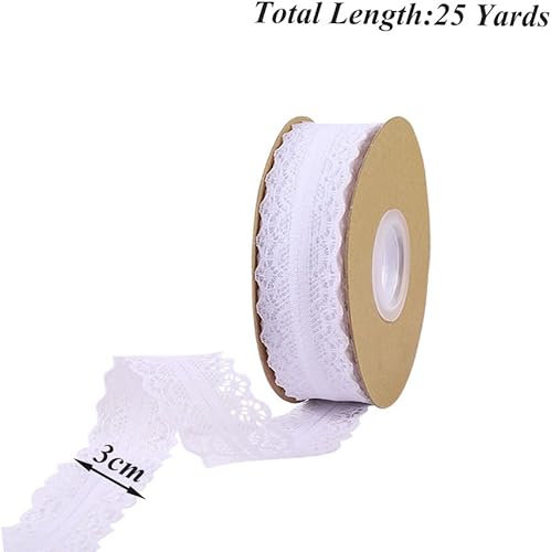 Zasiene Dentelle Vintage Floral Blanc - 2 Rouleaux de Ruban pour Mariage, Bordure Crochetée pour Décoration - Nail Gallerys