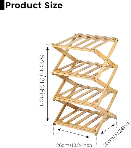 Étagère à chaussures étroite en bambou portable pliable verticale meuble de rangement à chaussures d'angle pour entrée, couloir, chambre à coucher (5 étages) - Nail Gallerys