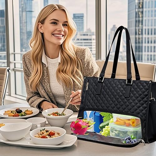 Xevinas Sac à déjeuner 2 en 1 - Sac isotherme - Sac à main - Sac de travail pour ordinateur portable de 15,6' - Avec compartiment à déjeuner isotherme - Sac à déjeuner pour femme - Sac à main pour - Nail Gallerys