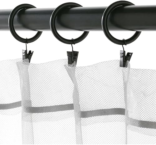 PEXIVOZ 40 Pack Anneaux de Rideau de Douche, Crochets Ronds pour Salle de Noir - Lot de 40 Crochets en Plastique Noir en pour Rideaux de Douche - Nail Gallerys