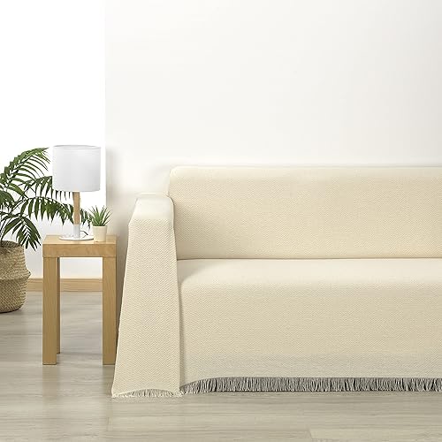 GAMUSI Becko Arias Plaid multifonction en coton doux pour canapé/lit Écru 130 x 180 cm - Nail Gallerys