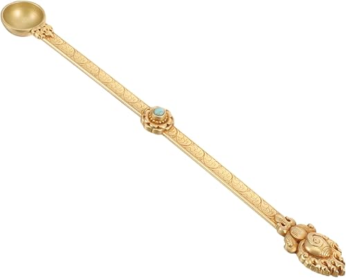 KOCKSHION Cuillère Hawan Laiton Pur pour Offrir Ghee Cuillère Artisanal Sculptée pour Rituels Religieux Et Offrandes Style Antique - Nail Gallerys