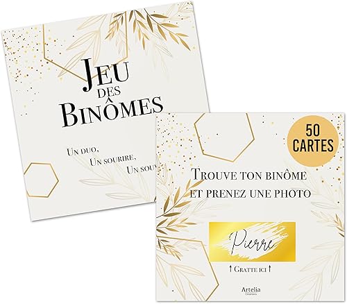 50 Cartes à gratter Animation de Mariage - Jeu binômes invités personnalisé - Idéal pour Photo Booth - Souvenir Original et élégant - Nail Gallerys