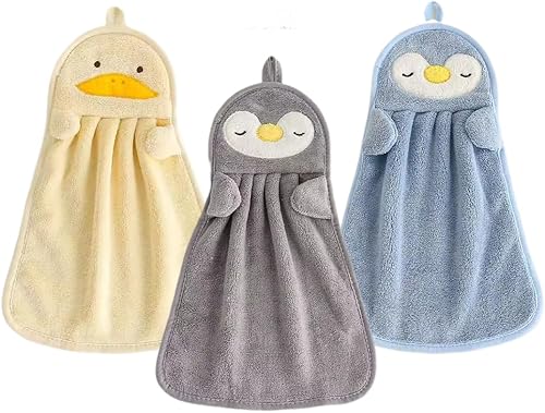EOYVAIL Essuie-mains,Ensemble de serviettes à main, serviette à main suspendue, serviette à main en forme d'animal mignon, pour cuisine et salle de bain (3 pièces) - Nail Gallerys