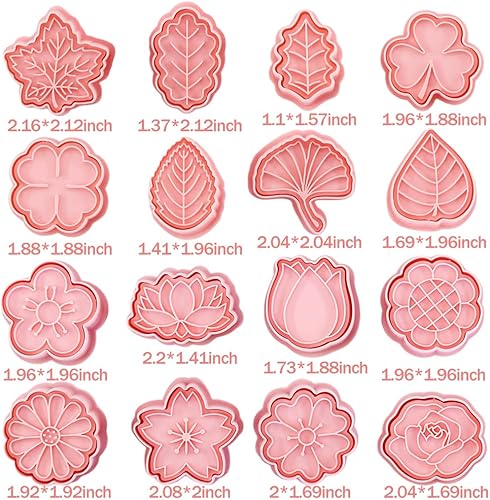 Lot de 16 emporte-pièces 3D en forme de fleurs et de feuilles - Pour décoration de fleurs et de feuilles - Accessoire de pâtisserie pour bricolage - Nail Gallerys