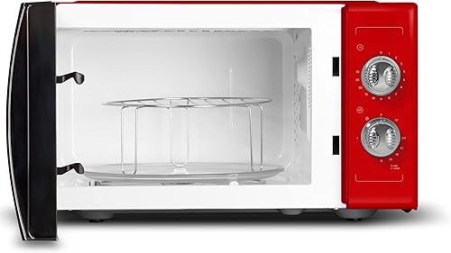 SCHNEIDER - SMW23VMR - Micro ondes gril Vintage - 23 litres - 6 niveaux de puissance - Plateau tournant (27cm) - Rouge - Nail Gallerys
