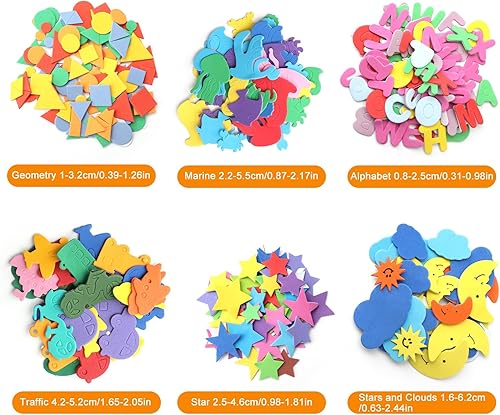 ZMDMAH 150 Pcs Autocollants 3D Autocollants en Mousse Auto-Adhésifs Gommettes Enfants en Mousse pour Scrapbooking Loisirs Créatifs Lettres Numéro Étoile Forme Géométrique - Nail Gallerys