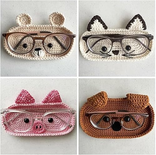 Sehuby Support de lunettes fait à la main en crochet sur le thème des animaux - Plateau de rangement de lunettes pour la maison et le bureau - Nail Gallerys