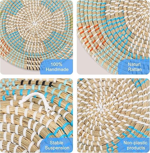 uxcell Paniers muraux bohèmes, décoration murale en paille, 4 pièces, pour salon, chambre, salle à manger, jardin, couloir ou mur d'escalier - Nail Gallerys