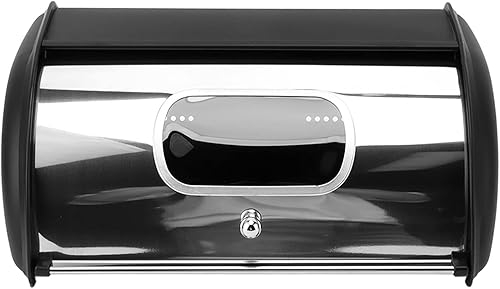 Kelepu Boite à Pain Boîte à pain grande Boîte à pain en fer Rangement du pain avec petite fenêtre visible Récipient à pain noir pour comptoir de cuisine et ferme 13,6 x 9,1 x 5,7 pouces (Noir) - Nail Gallerys