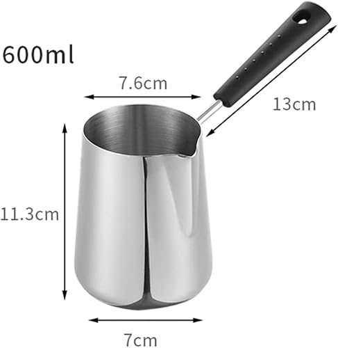 Agwuoetr Pot Chauffe-Beurre de Lait de 600 ML, CafetièRe Turque, Pot de Fonte de CuisinièRe en Acier Inoxydable avec Bec Verseur pour Le Thé, Chauffage - Nail Gallerys