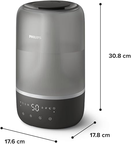 Humidificateur intelligent Philips - Compact mais puissant avec Sky High Mist, jusqu'à 32 heures d'autonomie, silencieux avec réglage du sommeil et veilleuse, pour jusqu'à 41 m² (HU1510/03) - Nail Gallerys