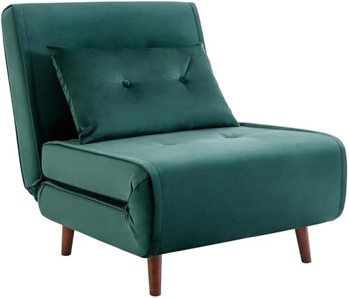 Vente-unique - Fauteuil Convertible en Velours Vert Sapin URIBIA - Nail Gallerys