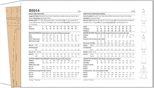 Butterick B6914A5 Robe et veste vintage pour femme A5 (34-36-38-40-42), papier - Nail Gallerys