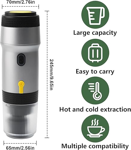 Ruspela Machine à expresso électrique portable, mini cafetière électrique rechargeable de voyage compatible avec les capsules NES et les capsules DG et le café moulu pour le camping, la randonnée, le - Nail Gallerys