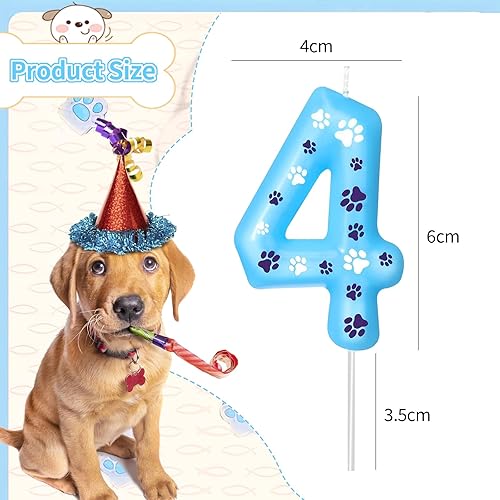 Bougie Numéro 3 Bleu en Forme de Patte de Chien, Décoration pour Gâteau d'Anniversaire, Idéale pour Fêtes d'Anniversaire de Chien, et Fêtes pour Enfants, Garçons et Filles - Nail Gallerys