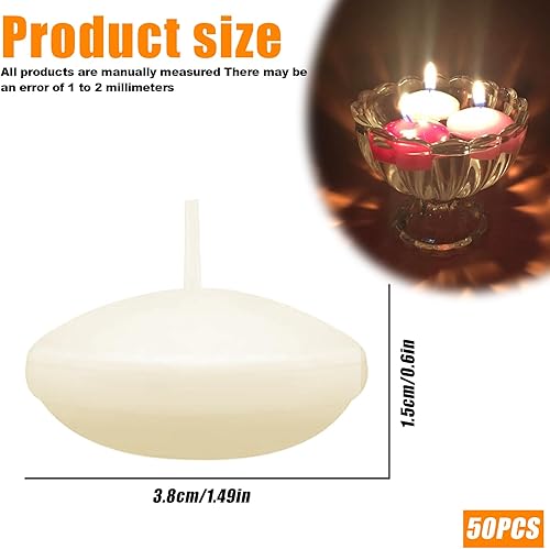Lot De 50 Bougies Flottantes, Bougies Flottantes Blanches, Bougies Chauffe-Plat, Bougie Flottante Pour Anniversaire, Mariage, Piscine, Spa, Saint-Valentin Pour Décoration(blanc ivoire, Diamètre 38mm) - Nail Gallerys