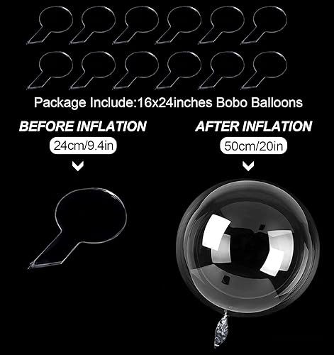 16 Pièces Ballons Bobo,24 Pouces Géants Ballons Ronds Transparents a Remplir Réutilisables Transparents à Bulles pour Décoration de Fête Anniversaire de Mariage Noël - Nail Gallerys