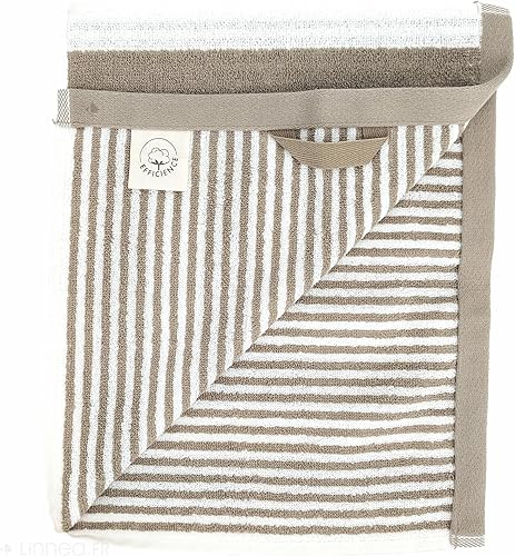 Linnea Drap de Bain 100x150 cm Coton Efficience Stripes Marron Roble - Nail Gallerys