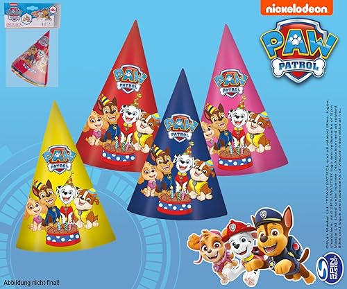 TIB Heyne Lot de 6 chapeaux de fête « Patoll » - Pour anniversaire d'enfant et fête à thème - Avec élastique - Décoration d'anniversaire - 15 cm - Nail Gallerys