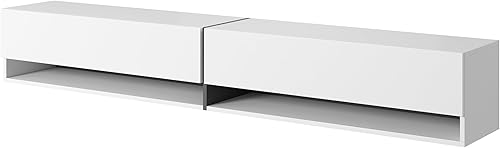 Selsey MIRRGO - Meuble TV 200 cm marbre Blanc avec Insert d'or - Nail Gallerys