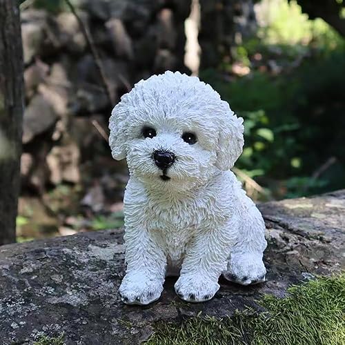 HEARSO Sculpture De Chien Bichon en Résine, Adorable Statue D’Animal Charmant Et Inventif Modèle Sculpture Artisanale Décoration De Bureau, Ornement De Jardin Et De Maison - Nail Gallerys