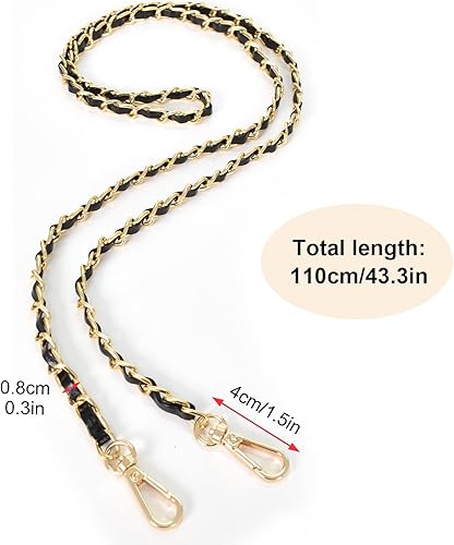Shengxi 1pcs Chaîne de Sac à Main en Métal Sangles de Sac à Main en PU Réglables avec Boucles 118 cm Chaîne en Alliage Doré de Remplacement Pour Femme (Or/Blanc) - Nail Gallerys