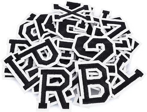 Patchs de Lettres en fer A-Z 26 Pièces Numérotés 0-9 10 Pièces Iron Letter Patches Transfert Textile Thermocollant Noir Chemise Veste Chapeau Jeans Chaussures sac Patch de Réparation Décoratif - Nail Gallerys