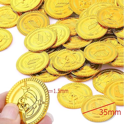 JZK 100 x pièces d'or en Plastique Fausses pièces de Monnaie de Chasse au trésor de Pirate Jouets pour Enfants Sacs de fête pour Halloween/Noël/fête d'anniversaire d'enfants - Nail Gallerys