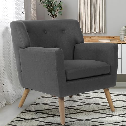 IDMarket - Fauteuil scandinave LIV en Tissu Gris Anthracite - Nail Gallerys