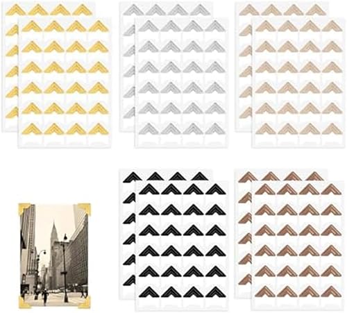Giyofom 240 Pièces Coins Photo pour Scrapbooking, Autocollants de Coin Photo Dorés, Coins de Photo Autocollants, Multicolore - Nail Gallerys