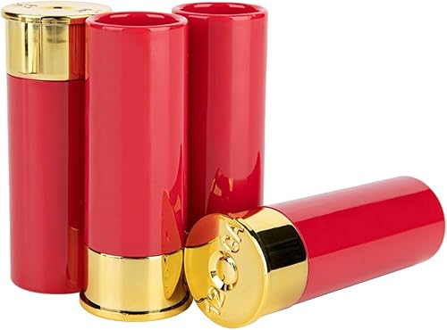 Sarini 4 Verres, Verres à Tequila au Design étui à Cartouches, Mini gobelets en Plastique pour Whisky, Rhum et liqueurs, Parfaits pour Les fêtes, Festivals et Coffrets Cadeaux - Nail Gallerys