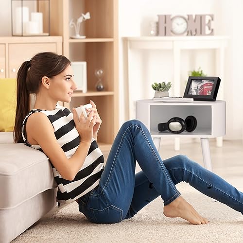 Relaxdays Table d’appoint, Table de Chevet Ronde casier, Pieds en Bois, Design Simple, HxlxP 47,5 x 46 x 40 cm Blanche - Nail Gallerys