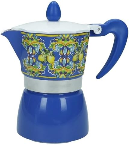 BRANDANI Cafetière citrus bleu trois tasses induction aluminium - Nail Gallerys