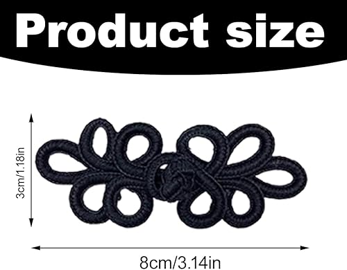 EORPAVU Boutons, 10 paires d'attaches de couture de boutons de grenouille à nœud chinois pour costume Cheongsam Tang écharpe cardigan pull manteau vêtements de couture (noir) - Nail Gallerys