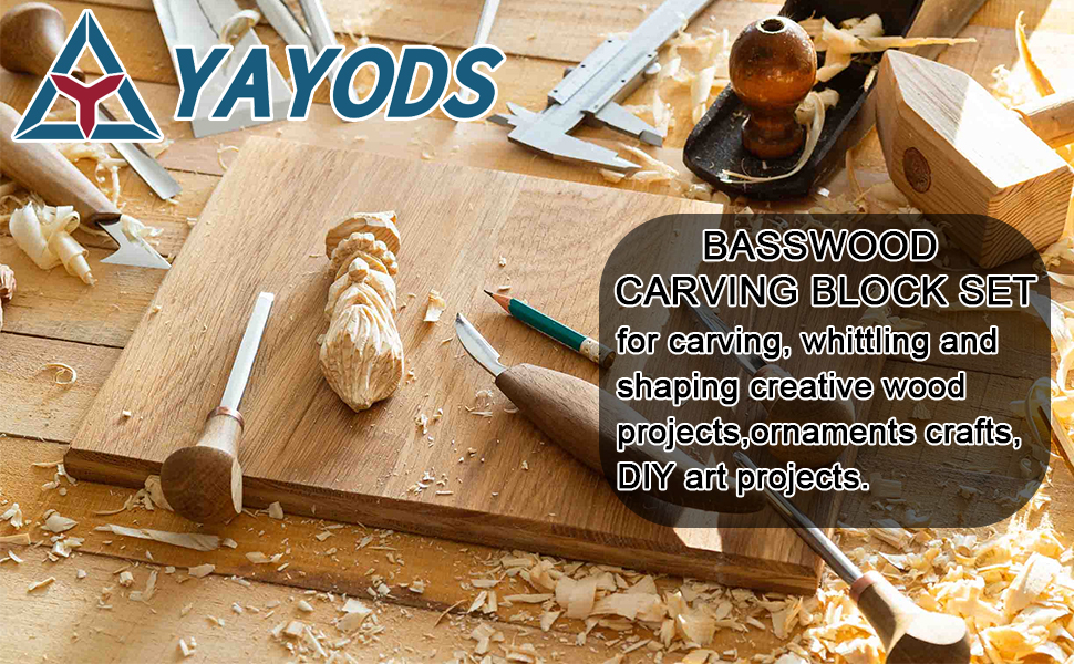 YAYODS Lot de 8 bois équarri pour sculpter - Bois de tilleul