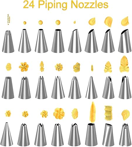 Douille Patisserie Kit Professionnelle, 32 Pièces Kit Ustensiles Patisserie Gâteau Accessoires Poche a Douille, Baking cake Decorating Tools with 24 Piping Nozzle Tips, 2 Pastry Bags, 3 Cake Scraper - Nail Gallerys