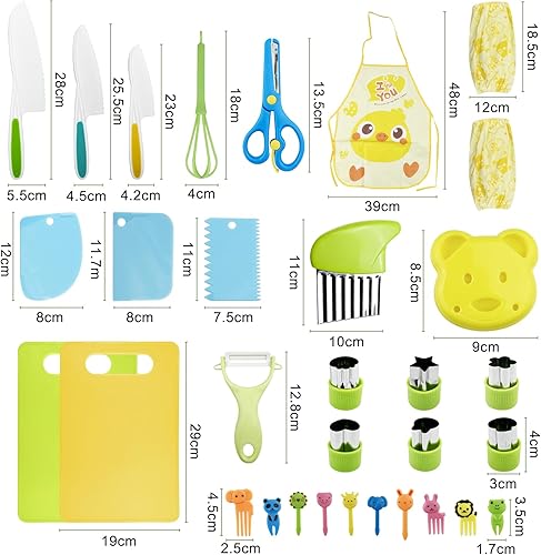 Lixiluxia Couteaux de Cuisine pour Enfants, Couteau Enfant Qui ne Coupe pas, Ustensiles de Cuisine Enfant en Plastique, avec Planche à Découper, Éplucheur pour Couper et Cuire des Fruits ou Légumes - Nail Gallerys