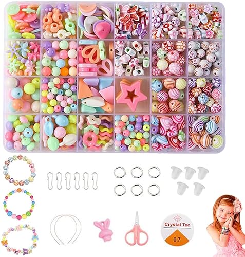 RHQFDM Perles de Couleur pour Enfants Kit de création de Bijoux Convient aux Enfants de 3 à 9 Ans Perles à Enfiler pour Bracelets DIY Colliers Bracelets pour Cheveux - Nail Gallerys