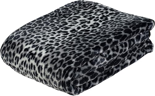 Gözze - Couverture douillette de première qualité, Feeling Cashmere, Tissu lourd 500 g/m, 150 x 200 cm - Léopard des neiges - Nail Gallerys