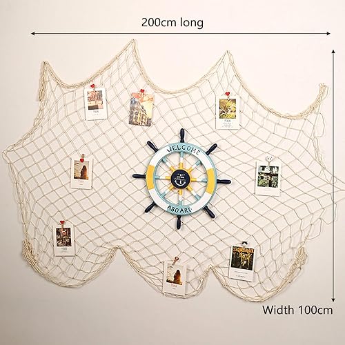 Filet de Peche Décoratif, Filet de Pêche Décoration Murale, Filet de Pêche Décoratif pour Suspension, Décoration Murale Marine,Style Méditerranéen, Pour Fête,Mariage,Maison,Photographie,1 * 2M (Beige) - Nail Gallerys
