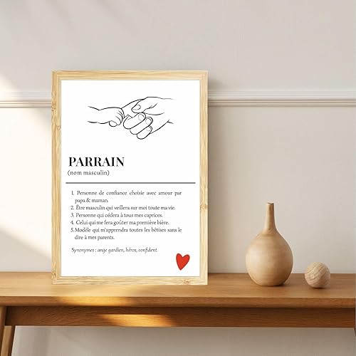 Affiche définition parrain,Affiche Parrain, Définition Parrain, Cadeau parrain, Cadeau baptême parrain, idée cadeau parrain filleul (avec cadre) - Nail Gallerys