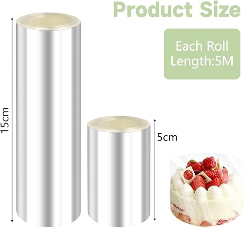 MagiSel 2 Pièces Transparent Patisserie, Collier à Gateau 15 cm 5 cm, Colliers à Gâteau, Transparent Patisserie Film Bordure, Rouleaux Colliers à Gâteau Transparent, pour Entourer Les Gâteaux - Nail Gallerys